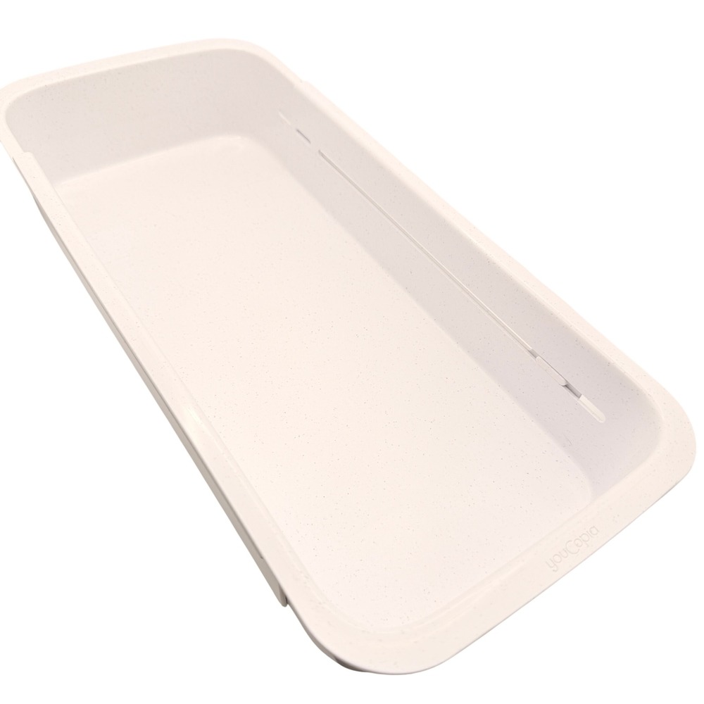 YouCopia Expandable Drawer Organizer Tray White Speckled Home Storage Utensil